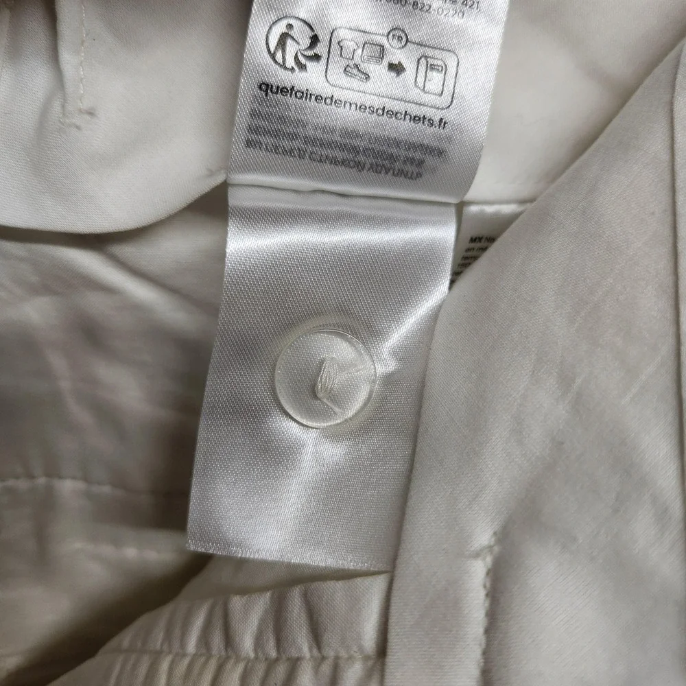 H&M Pants Womens 2 White Linen Blend Belted Pleated Wide Leg Lined Dress